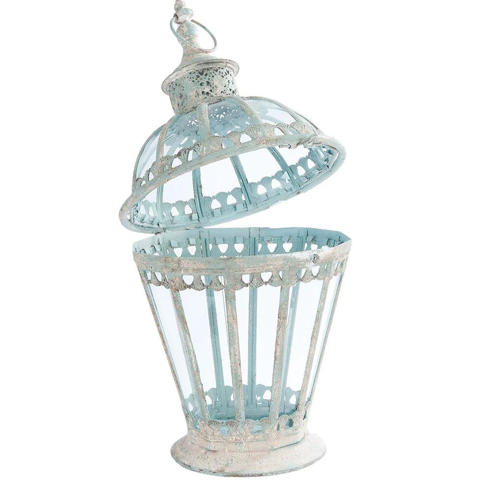 Lantern Ø 29x55 cm white iron candle holder by Clayre & Eef.