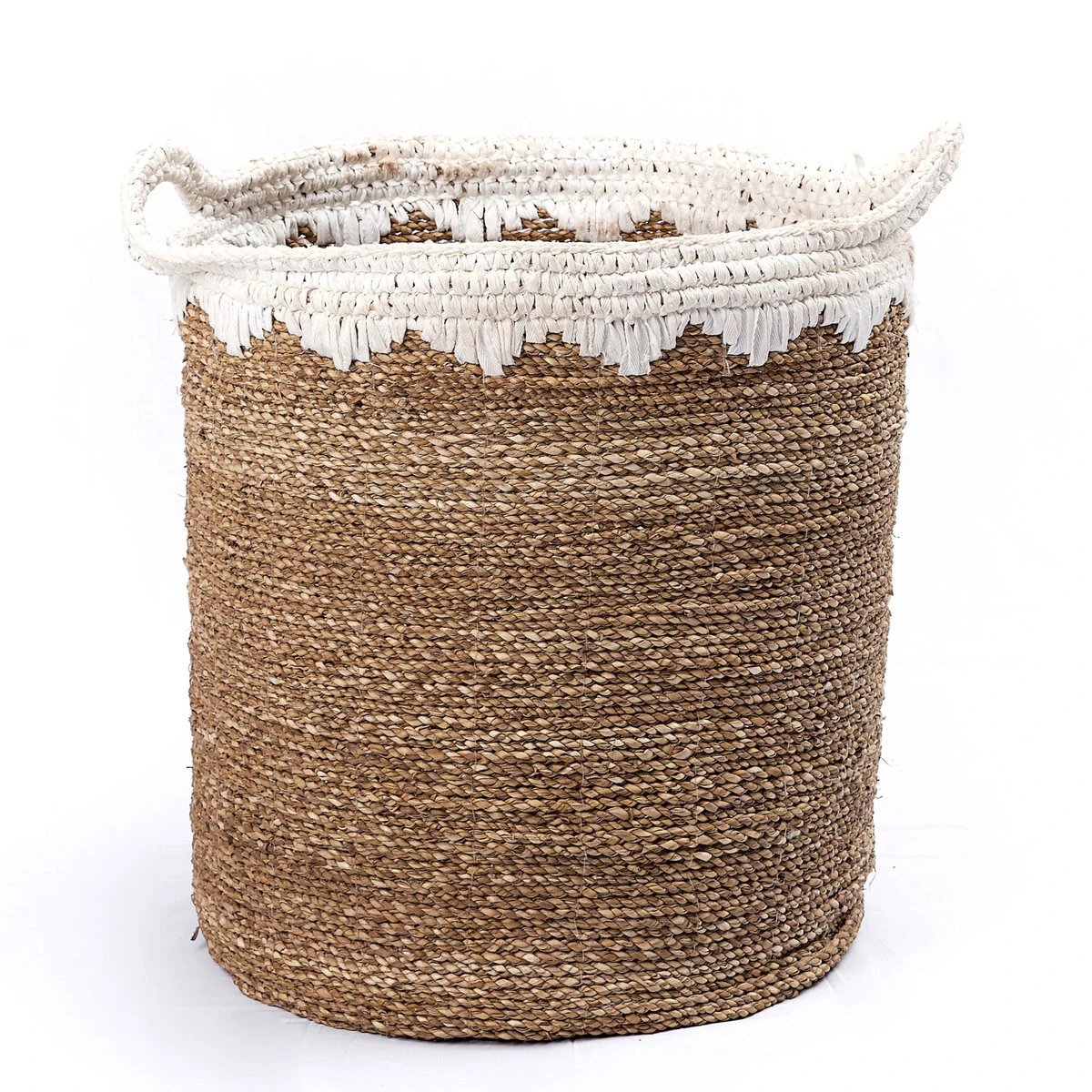 Large Laundry Basket Round Storage Basket Plant Basket Woven from Natural Fibres NIAS white (2 sizes) by Soeji