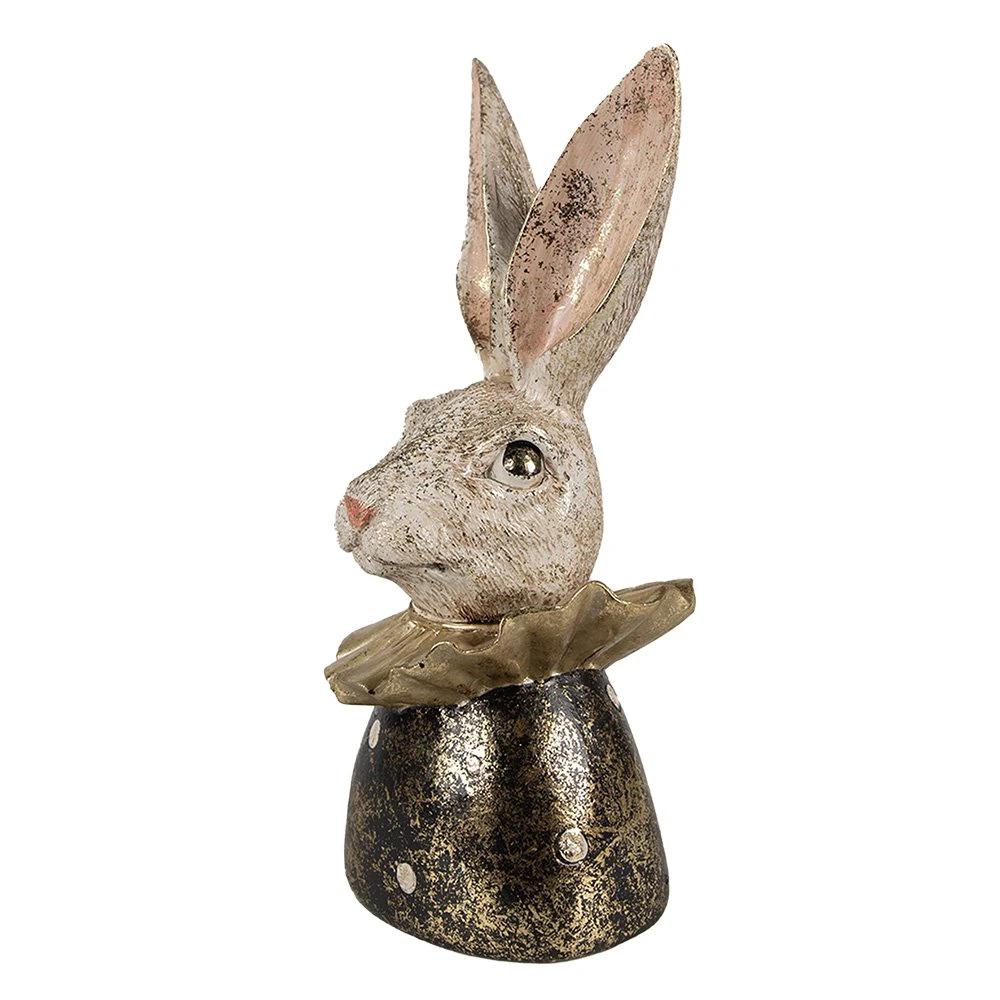 Hasenfigur 23 cm weiß goldfarbenes Polyresin Osterdekoration von Clayre & Eef.