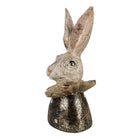 Hasenfigur 23 cm weiß goldfarbenes Polyresin Osterdekoration von Clayre & Eef.