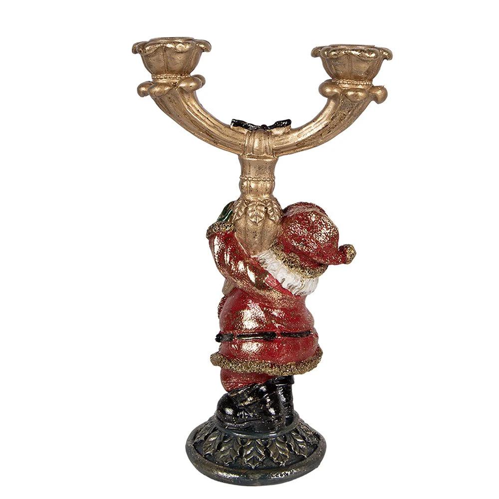 Candlestick Santa Claus 17x10x28 cm Gold-colored Plastic by Clayre & Eef.