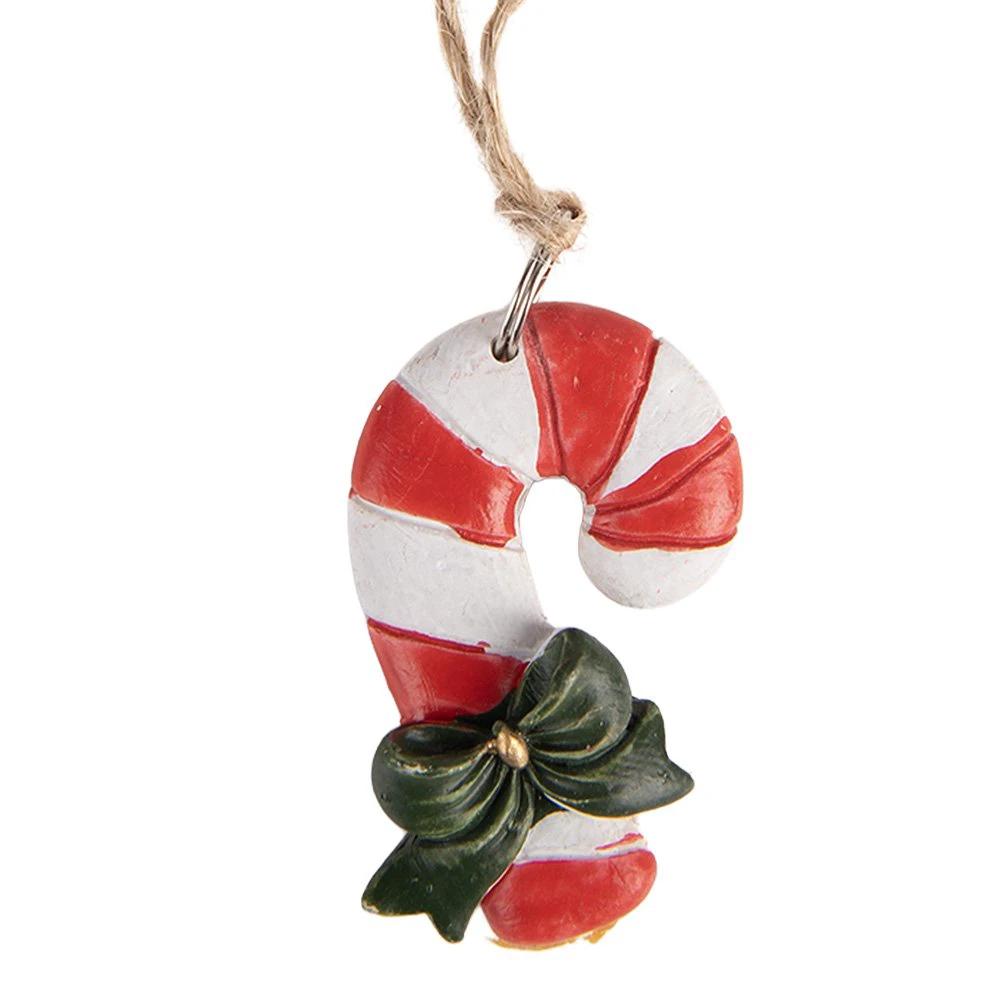 Weihnachtsanhänger Zuckerstange 3x1x5 cm Rot Kunststoff von Clayre & Eef.