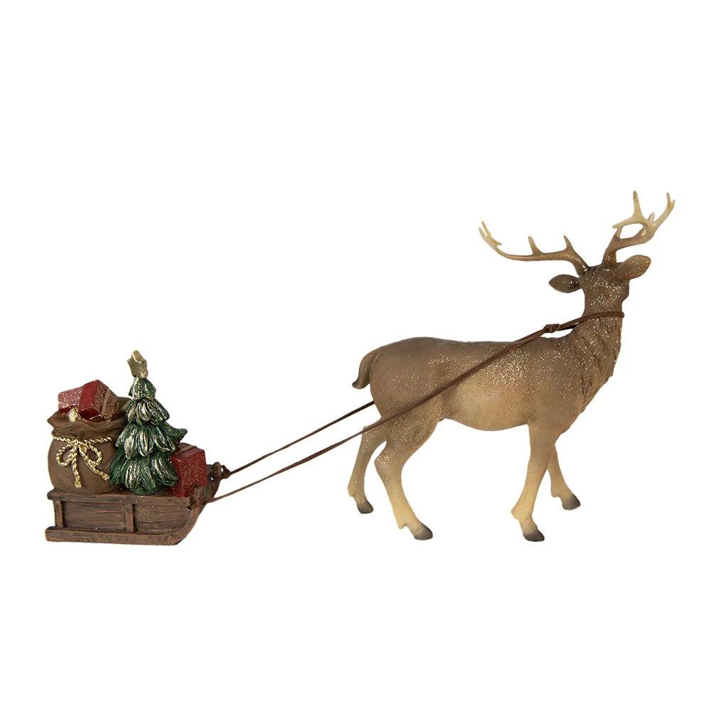 Decoration reindeer with sleigh 30x9x20 cm by Clayre & Eef.