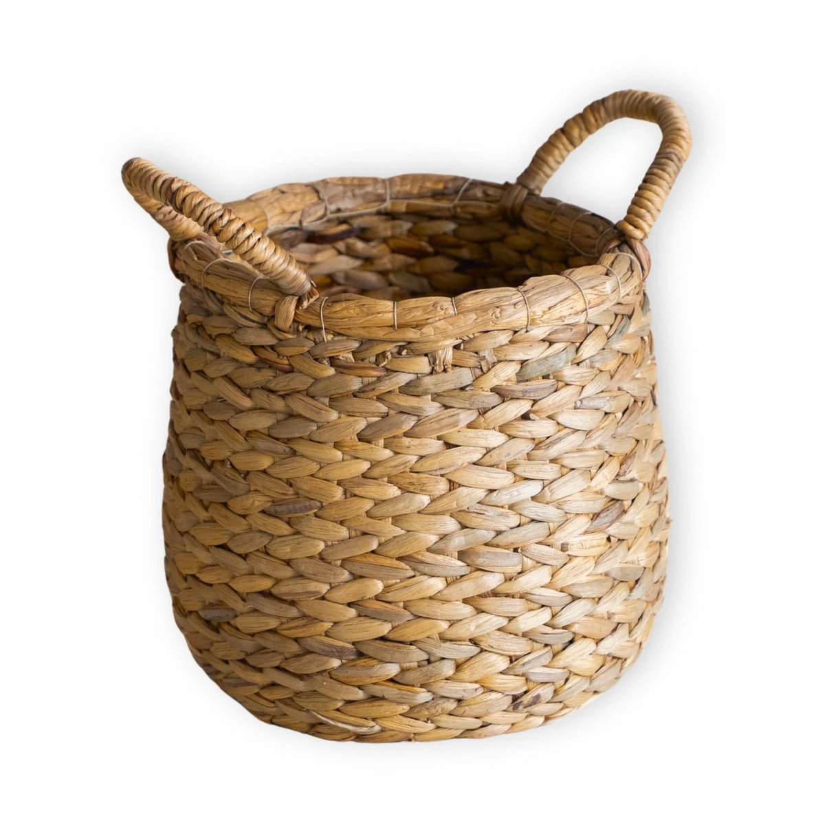 Round Woven Laundry Basket – Bulbous Boho Hamper – Natural Plant Basket – Large Water Hyacinth Storage Basket (2 sizes) CITRA by Soeji