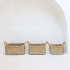 Basket Woven from Seagrass BATIK (3 sizes) Rectangular Storage Basket for Shelves or for Laundry by Soeji