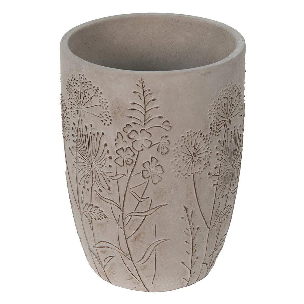 Bloempot Ø 18x25 cm Grijs Beige Steen Bloemen Bloempot Binnen by Clayre & Eef.