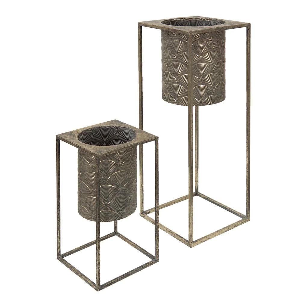 Decoration plant holder (2) 25x25x62 cm / 20x20x34 cm by Clayre & Eef.