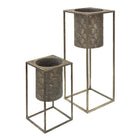 Decoration plant holder (2) 25x25x62 cm / 20x20x34 cm by Clayre & Eef.