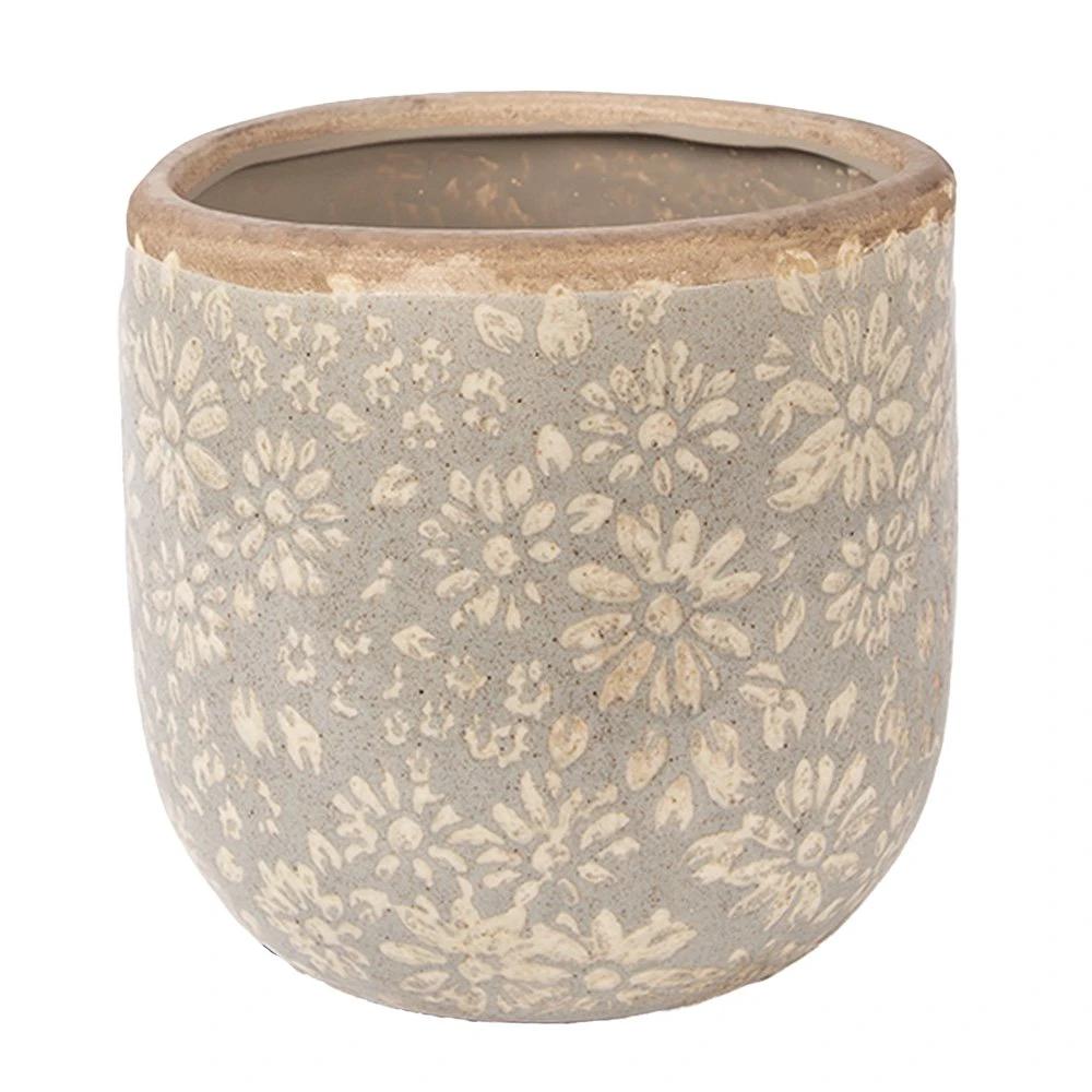 Blumentopf Ø 14x13 cm graue Keramik von Clayre & Eef.