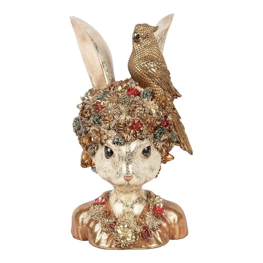 Decoration image rabbit 22x22x34 cm white golden plastic by Clayre & Eef.