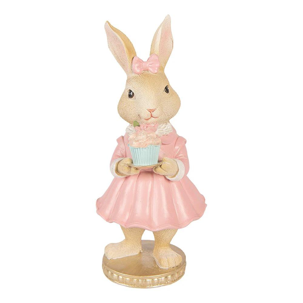 Decoration Statue Rabbit 9x9x19 cm Beige Plastic by Clayre & Eef.