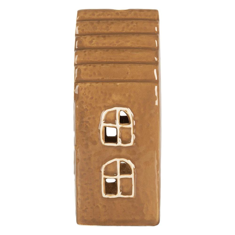Tea light holder House 8x7x16 cm Brown Ceramic by Clayre & Eef.