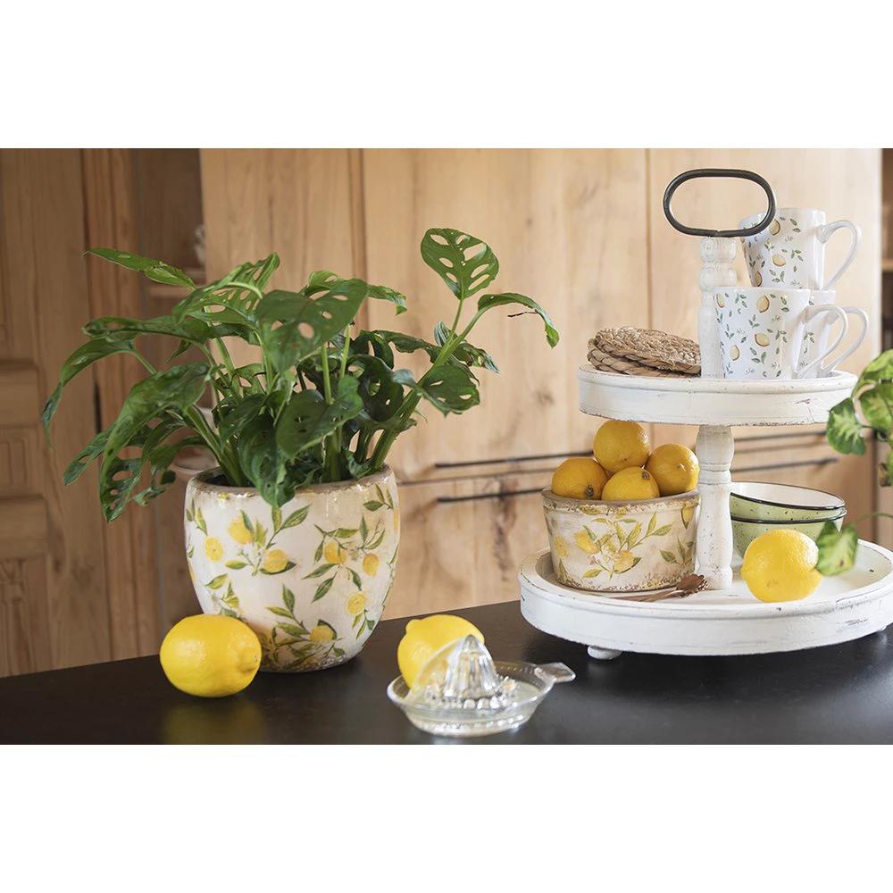 Flowerpot Ø 21x14 cm Yellow Ceramic Lemon Flowerpot Indoor by Clayre & Eef.