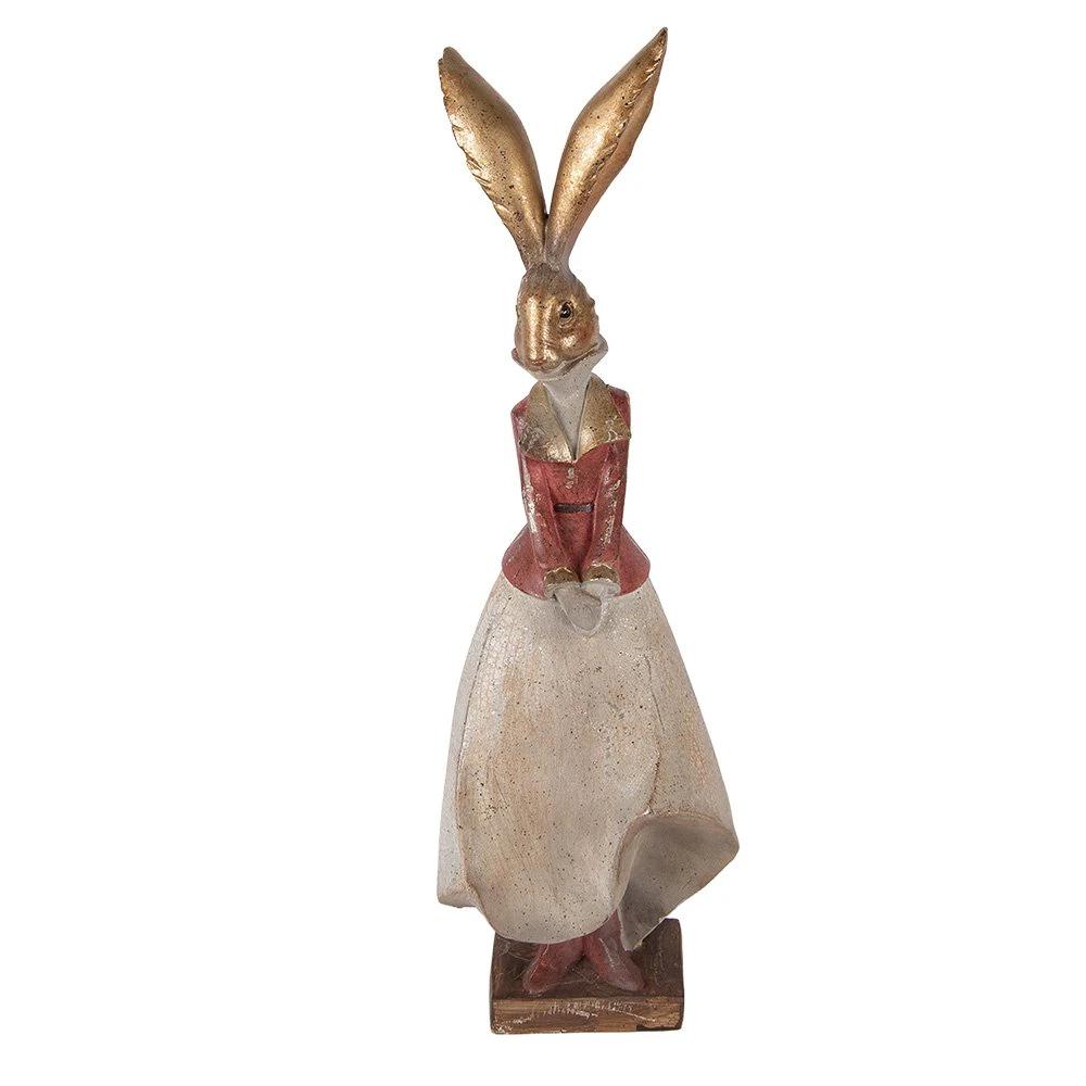 Decoration Statue Rabbit 15x13x46 cm Gold-colored Plastic by Clayre & Eef.