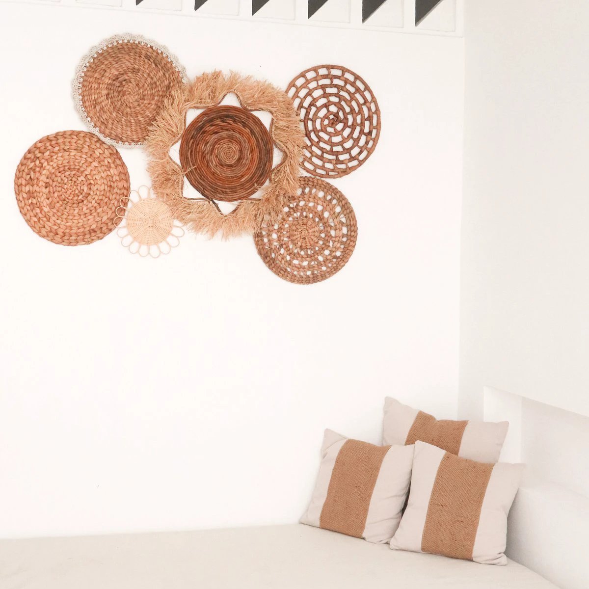 Tropical Wall Decoration Set 6 Mixed Pieces DALUM Boho Decor Handwoven from Natural Materials by Soeji