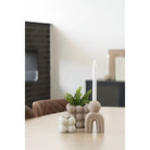 Candle Holder - Stoneware, Brown - 10.5x6.5x17 cm by EMIRELLE