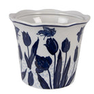 Blumentopf Ø 21x16 cm weiß-blau aus Keramik von Clayre & Eef.