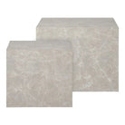 Prague Coffee Table Set - Beige, Marble Look, MDF, Decor Paper, Set of 2 by EMIRELLE