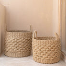 Large Laundry Basket Round Storage Basket Decorative Basket Woven from Natural Fibres MASILA (2 sizes) by Soeji