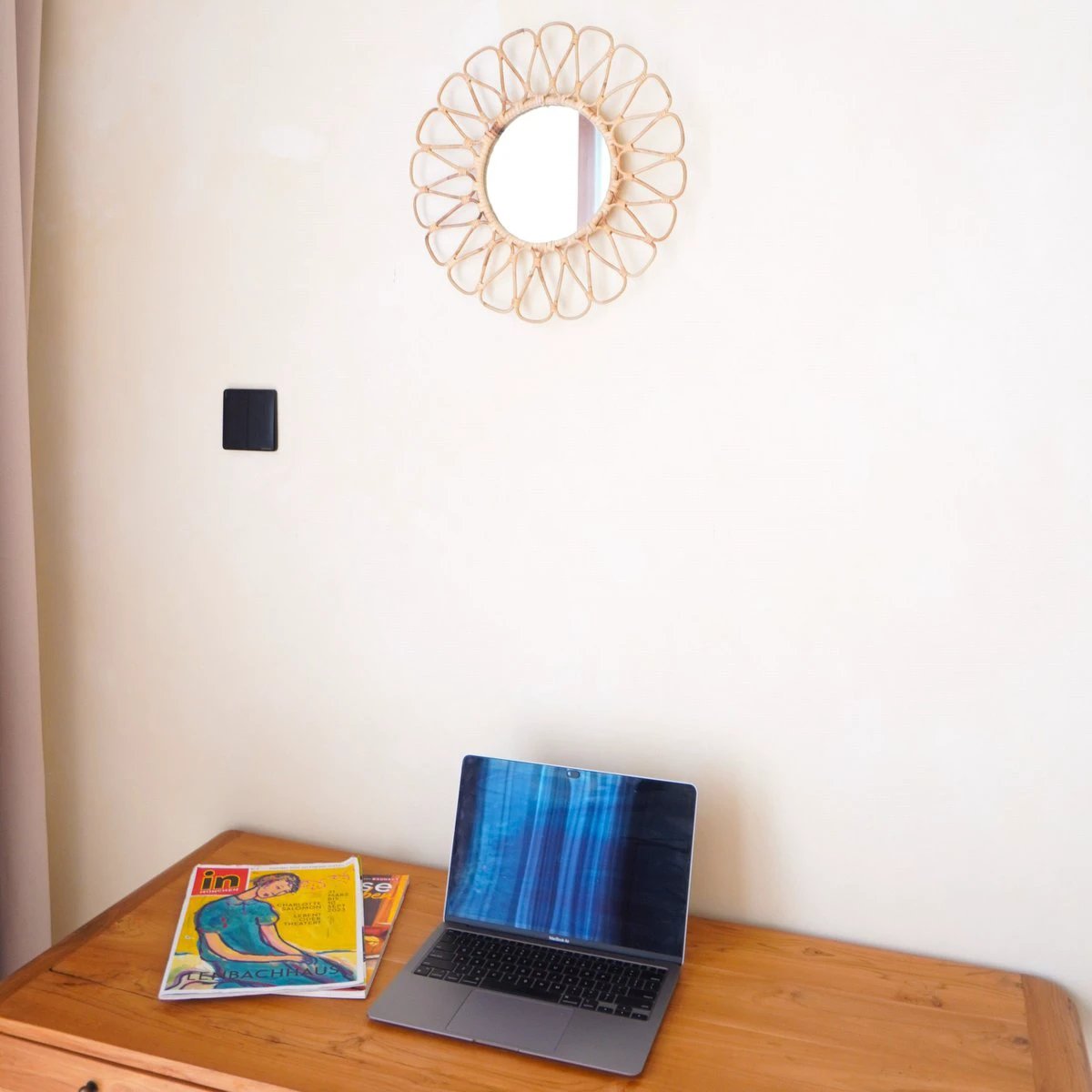 Small Rattan Mirror 38 cm Handmade Boho Wall Mirror DANAU Wall Decoration Round Mirror Decorative Mirror by Soeji