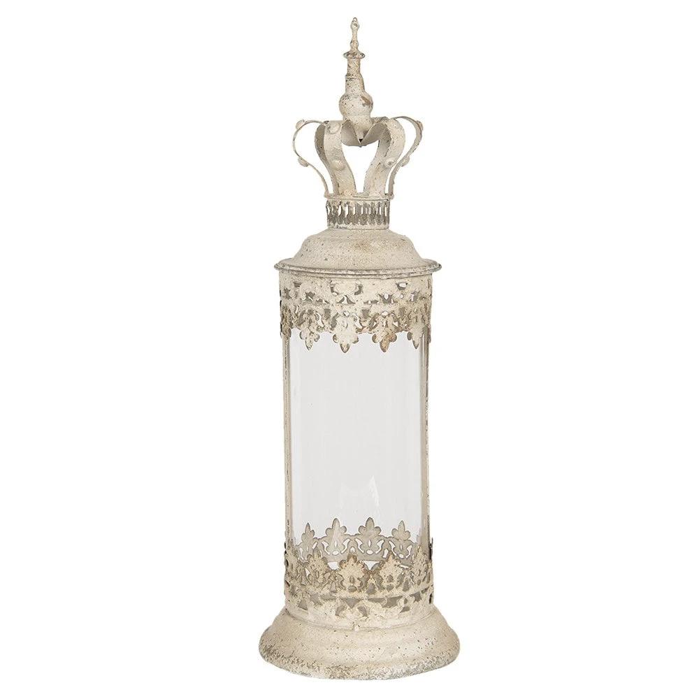 Lantern Ø 17x55 cm Beige iron candle holder by Clayre & Eef.