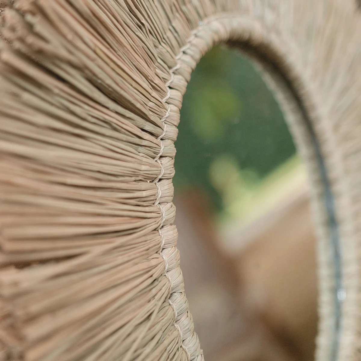 Wall Mirror from Seagrass Round with 60 cm Diameter RIMBA by Soeji