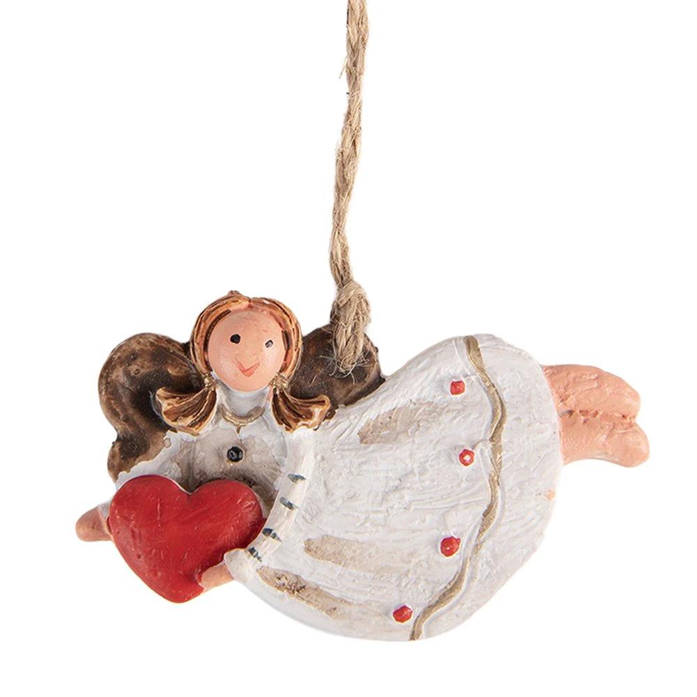 Kersthanger Engel 7x1x5 cm Wit Kunststof by Clayre & Eef.