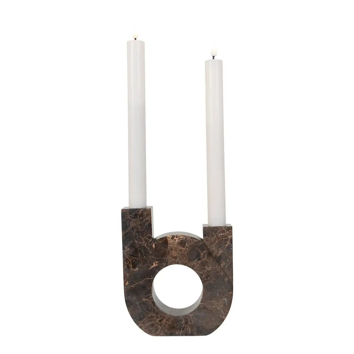 Candle Holder - Marble, Brown, 12x3.5x14cm by EMIRELLE
