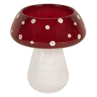Tea light holder Ø 8x9 cm Red White Glass by Clayre & Eef.