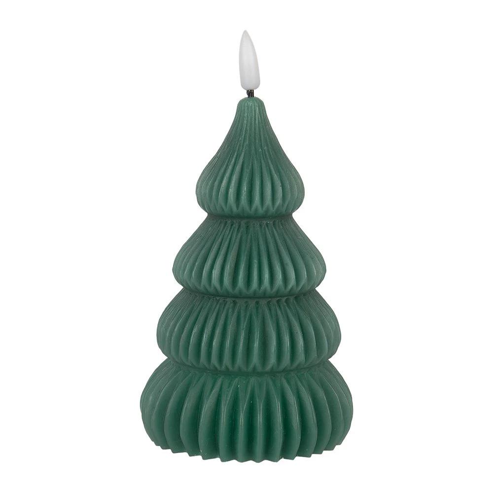 LED-Kerze Weihnachtsbaum Ø 8x17 cm grünes Wachs von Clayre & Eef.
