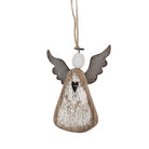 Decoratie Hanger Engel 9x2x13 cm Bruin Wit Hout by Clayre & Eef.