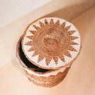 Laundry Basket with Lid Handwoven from Banana Fibre EMPAT Large Decorative Hamper Basket with white Cotton Macrame (2 sizes) by Soeji
