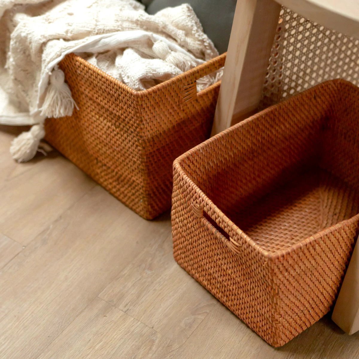 Shelf Basket made from Rattan Newspaper Basket Storage Basket Brown Handwoven Decorative Basket WARSA (3 sizes) by Soeji