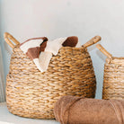Round Woven Laundry Basket – Bulbous Boho Hamper – Natural Plant Basket – Large Water Hyacinth Storage Basket (2 sizes) CITRA by Soeji