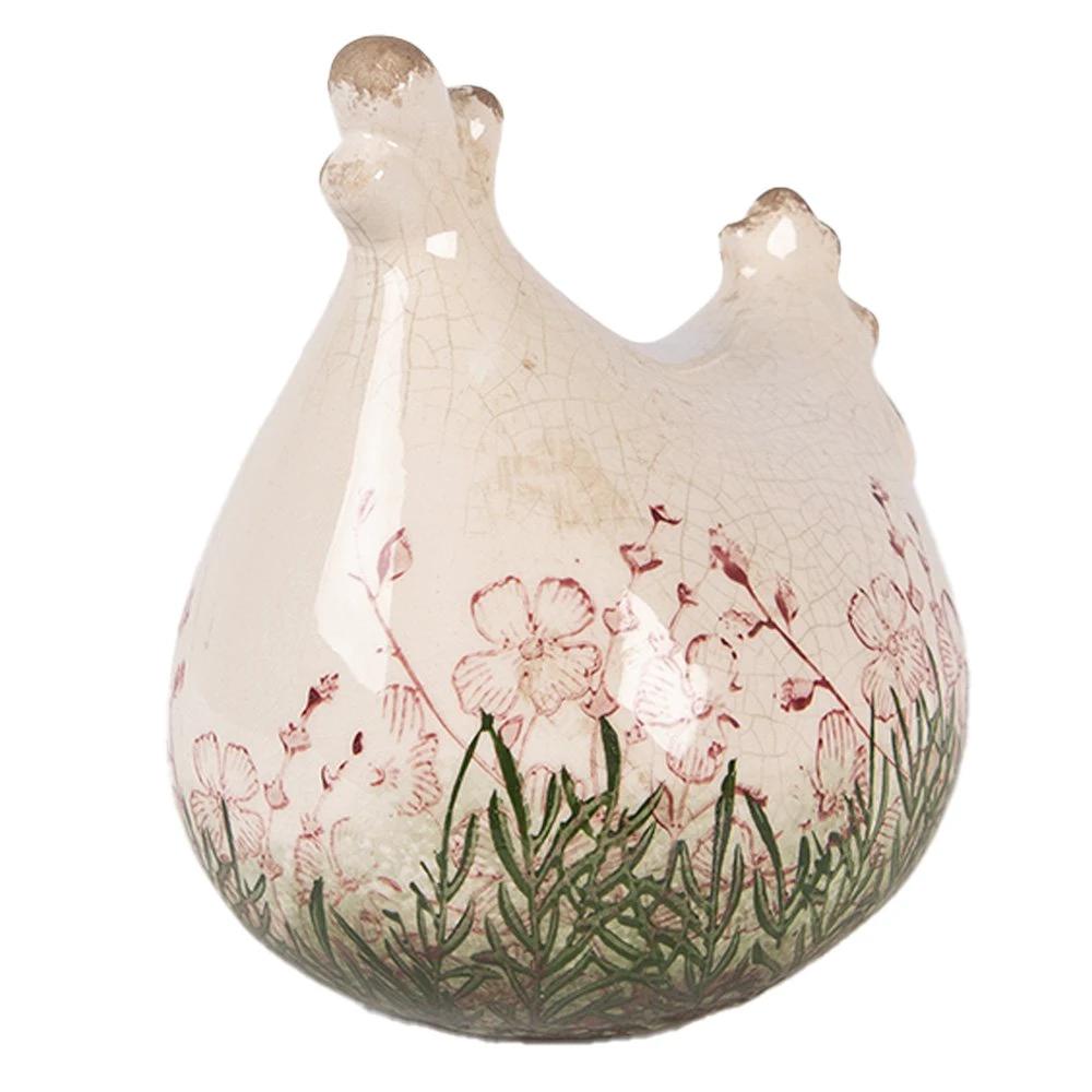Dekorationsstatue Huhn 12x11x13 cm Beige Keramik von Clayre & Eef.