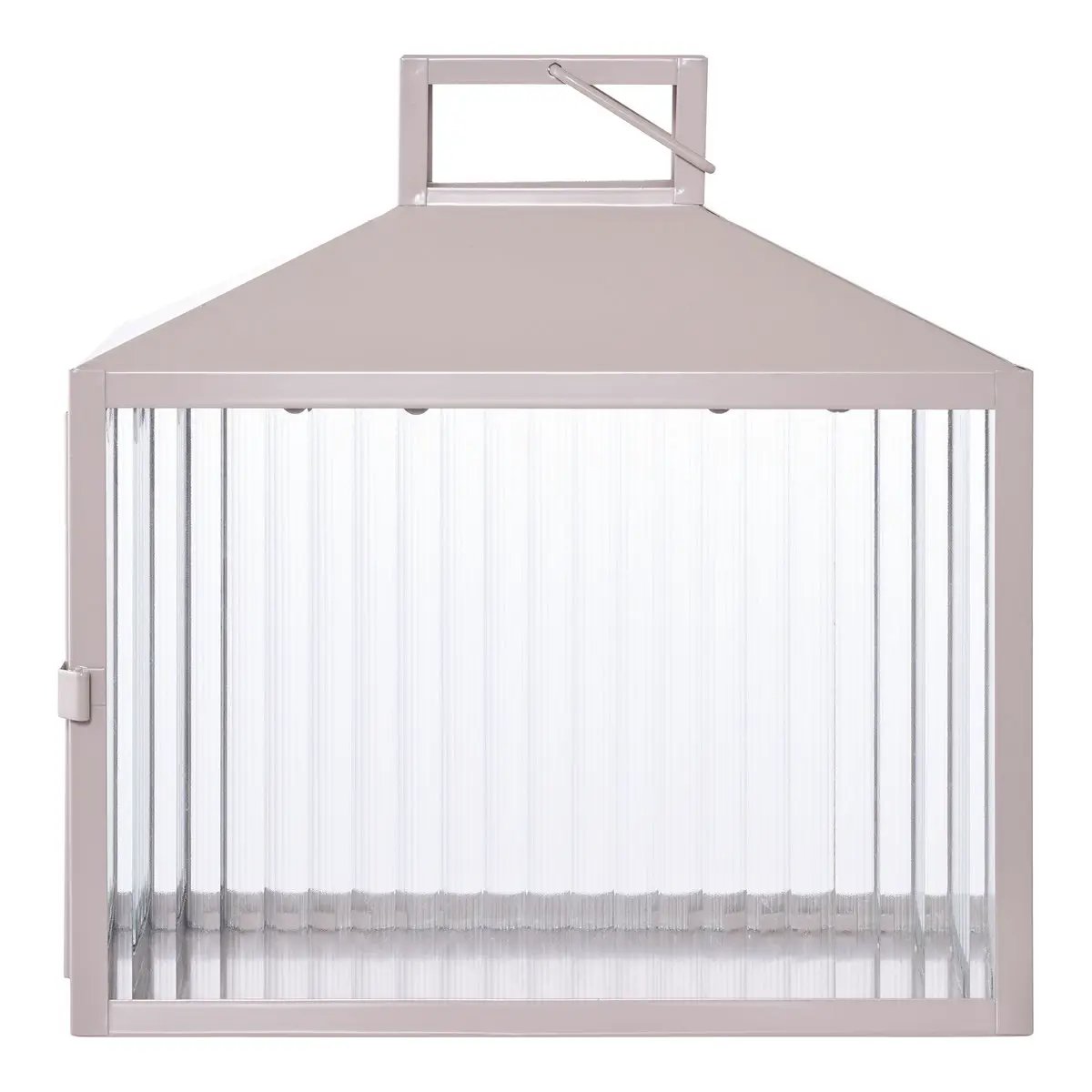 Lucca Lantern - Beige/Grey, Metal/Glass, 26.5x13x26.5 cm by EMIRELLE