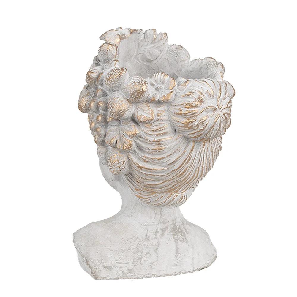 Flower Pot Indoor Woman 14x14x22 cm Gray Stone Plant Pot by Clayre & Eef.