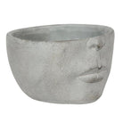 Flowerpot 24x23x15 cm gray stone face flowerpot inside by Clayre & Eef.