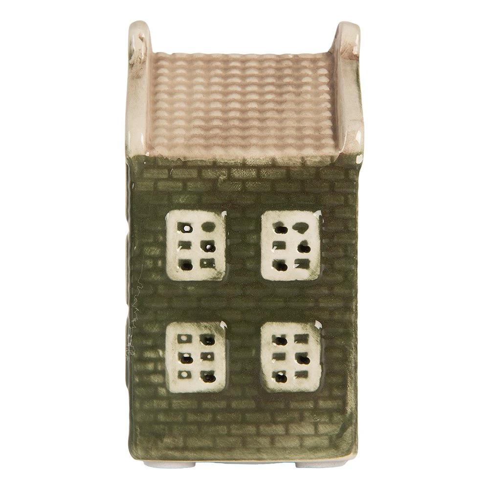 Decoration House with LED House 4x4x8 cm Green Ceramic by Clayre & Eef.