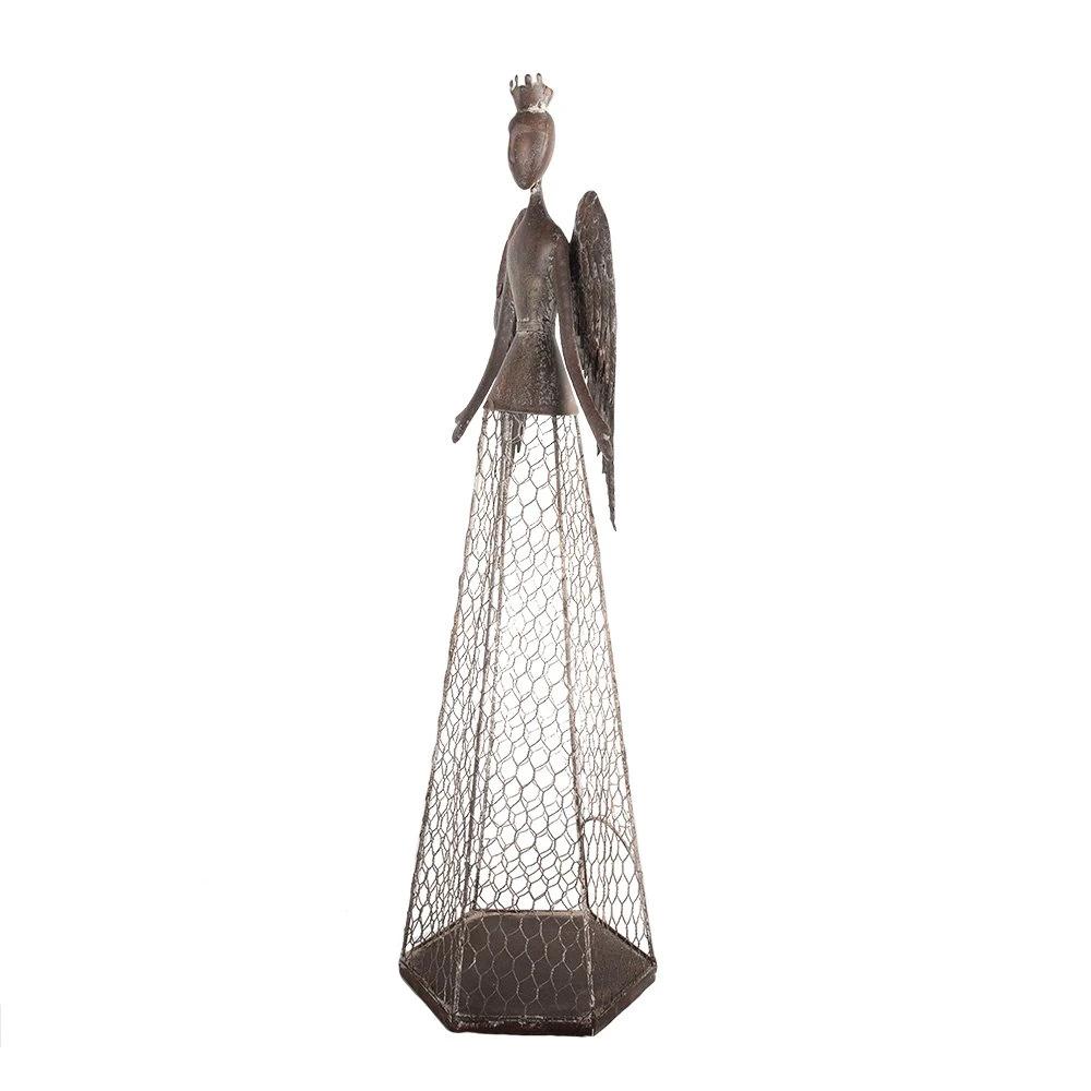 Decoratie Beeld Engel 28x19x75 cm Bruin Metaal by Clayre & Eef.