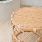 Round Rattan Side Table – Small Boho Coffee Table – Bedside Table Rattan Beige – Handmade Table Made of Natural Rattan (Ø 45 cm) MUARA by Soeji