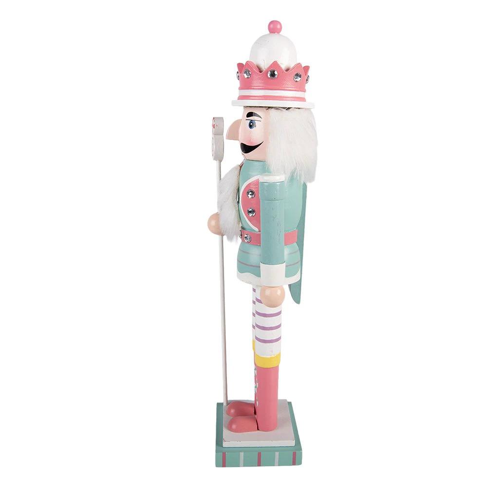 Christmas Decoration Statue Nutcracker 8x7x25 cm Blue Wood by Clayre & Eef.
