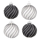 Christbaumkugel-Set aus 4 Stück Ø 8 cm aus schwarz-grauem Glas, Weihnachtsdekoration von Clayre & Eef.