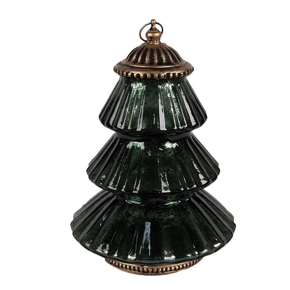 Christmas decoration with LED lighting Christmas tree Ø 16x22 cm Green Glass by Clayre & Eef.