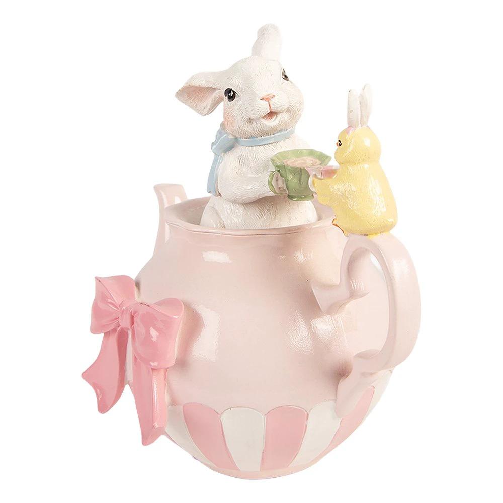Dekorationsfigur Hase 20x14x20 cm Weißer Kunststoff von Clayre & Eef.