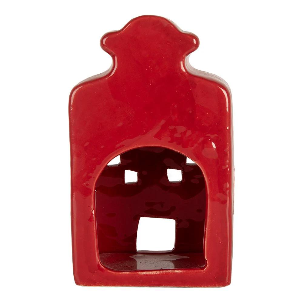 Tea light holder House 8x7x13 cm Red Ceramic by Clayre & Eef.