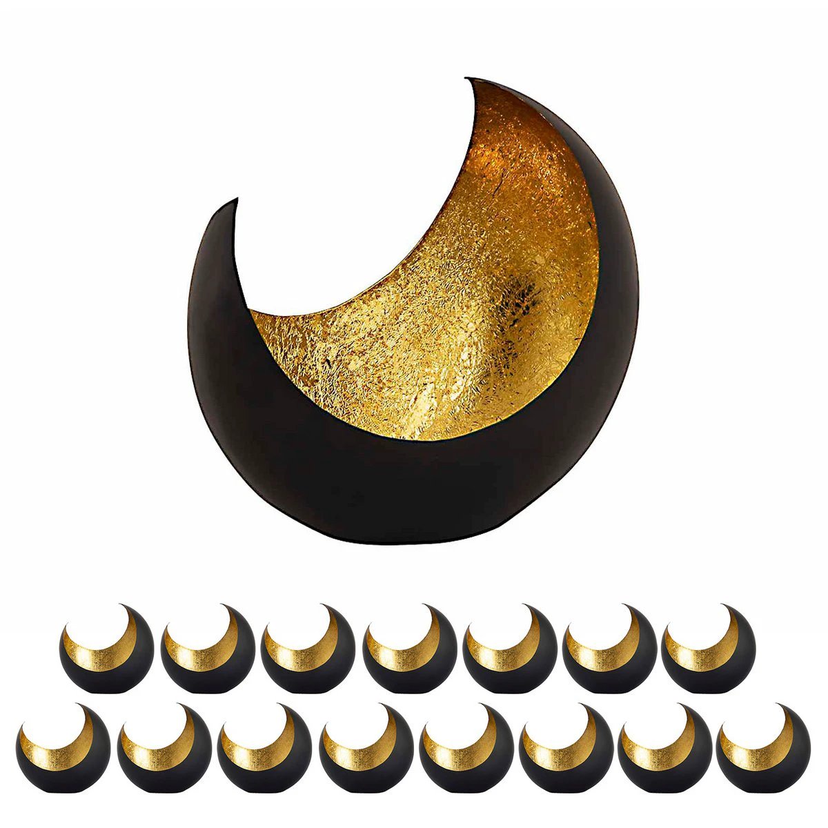 Tealight holder, 16 pieces, candle holder, moon sickle shape, matt black, gold-plated inside by Voglrieder kreatives Wohnen