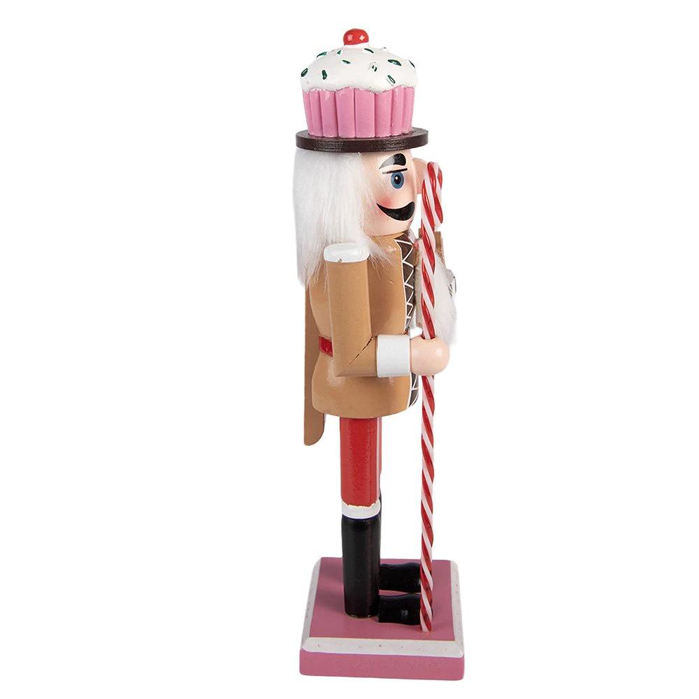 Christmas Decoration Statue Nutcracker 8x7x25 cm Brown Wood by Clayre & Eef.