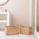 Storage Basket Rectangular Shelf Basket TANGAN Woven by Hand from Water Hyacinth (2 sizes) by Soeji