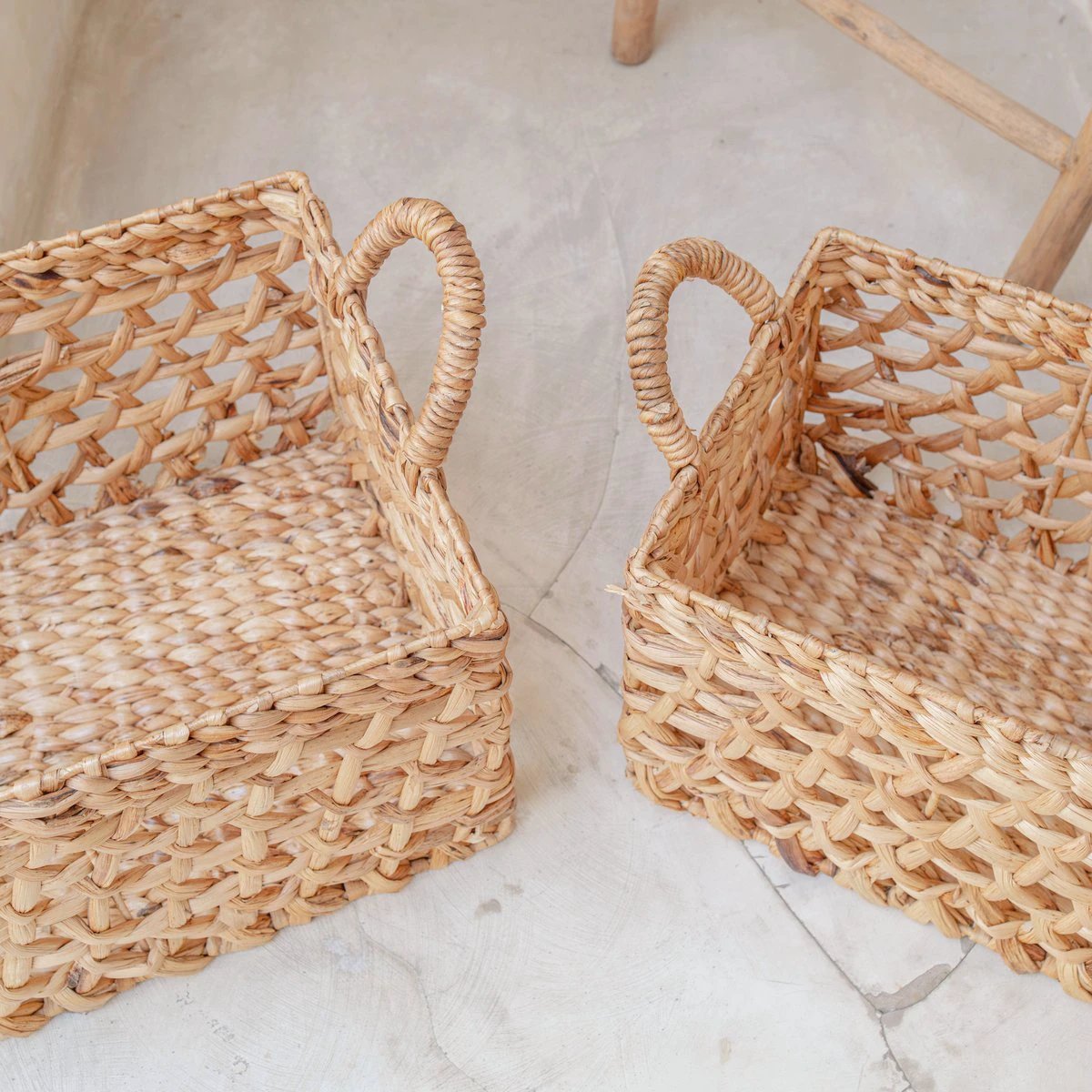Storage Basket Rectangular Shelf Basket TANGAN Woven by Hand from Water Hyacinth (2 sizes) by Soeji
